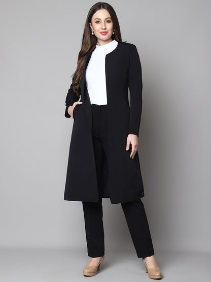 Exude Phoenix Rising Long Blazer and Straight Fit Trouser (Black)