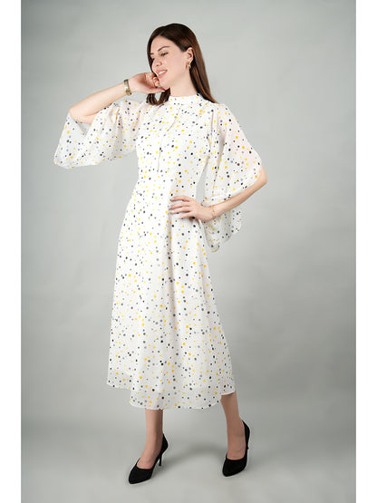 Exude Sun-soaked Polka Dot Dress (White)