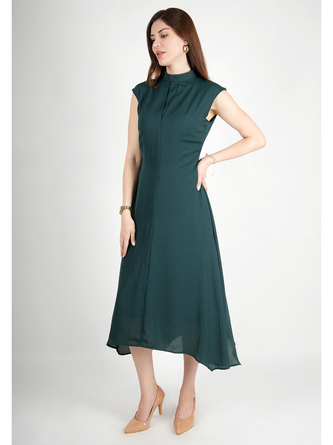 Exude Vibrance Open Back Midi Dress (Emerald Green)