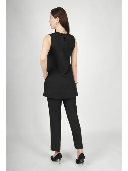 Exude Resplendent Thigh Length Tunic with Trouser (Black)