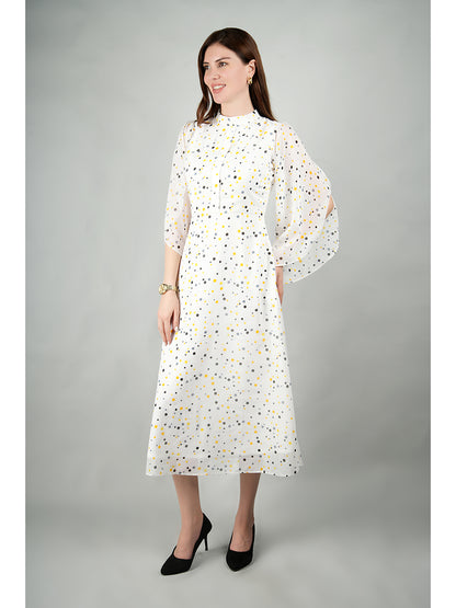 Exude Sun-soaked Polka Dot Dress (White)