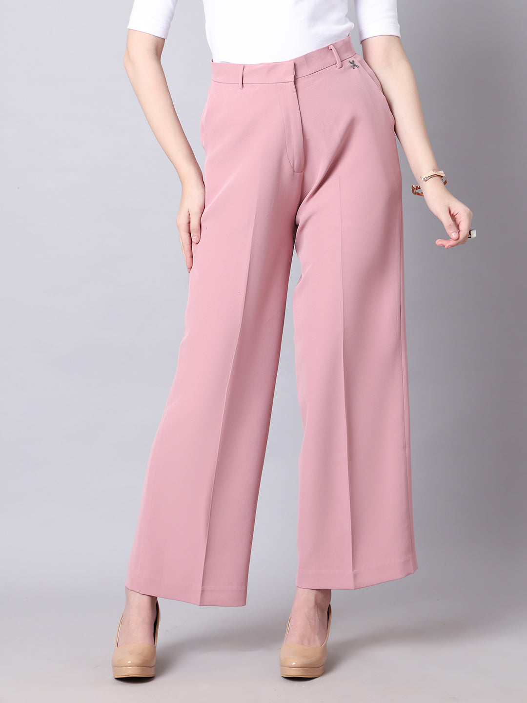 Exude Empowered Chic Wide Leg Trouser (Dusty Pink)