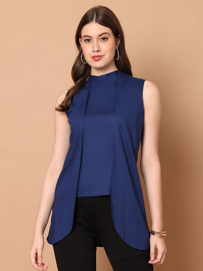 Exude Layered looks High Neck Layered Top (Navy)