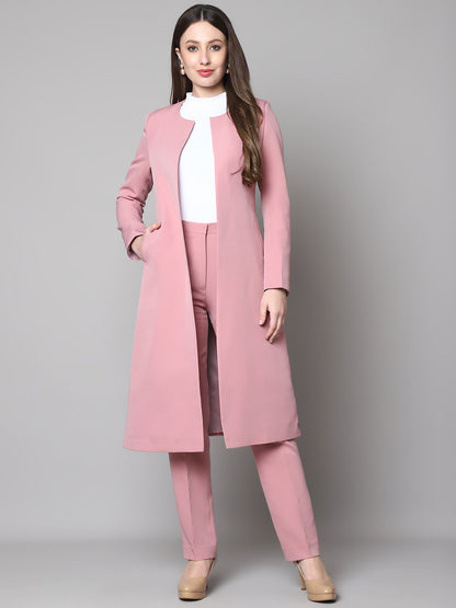 Exude Phoenix Rising Long Blazer and Straight Fit Trouser (Dusty Pink)