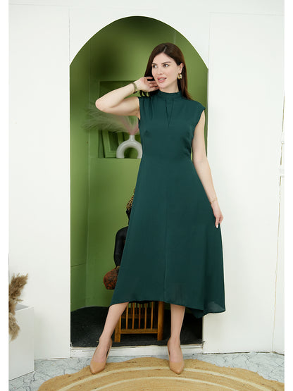 Exude Vibrance Open Back Midi Dress (Emerald Green)