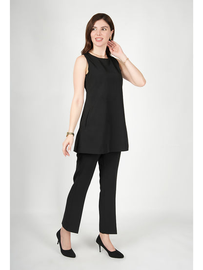 Exude Resplendent Thigh Length Tunic with Trouser (Black)