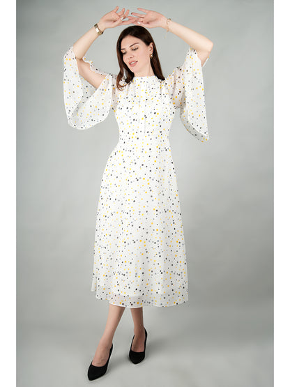 Exude Sun-soaked Polka Dot Dress (White)