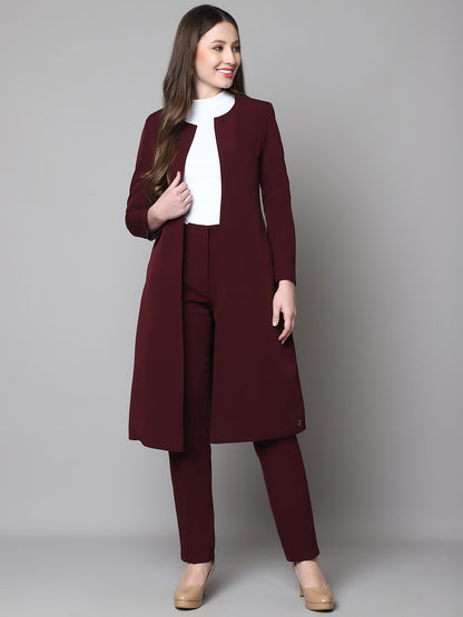 Exude Crowned Confidence Long Blazer (Wine)