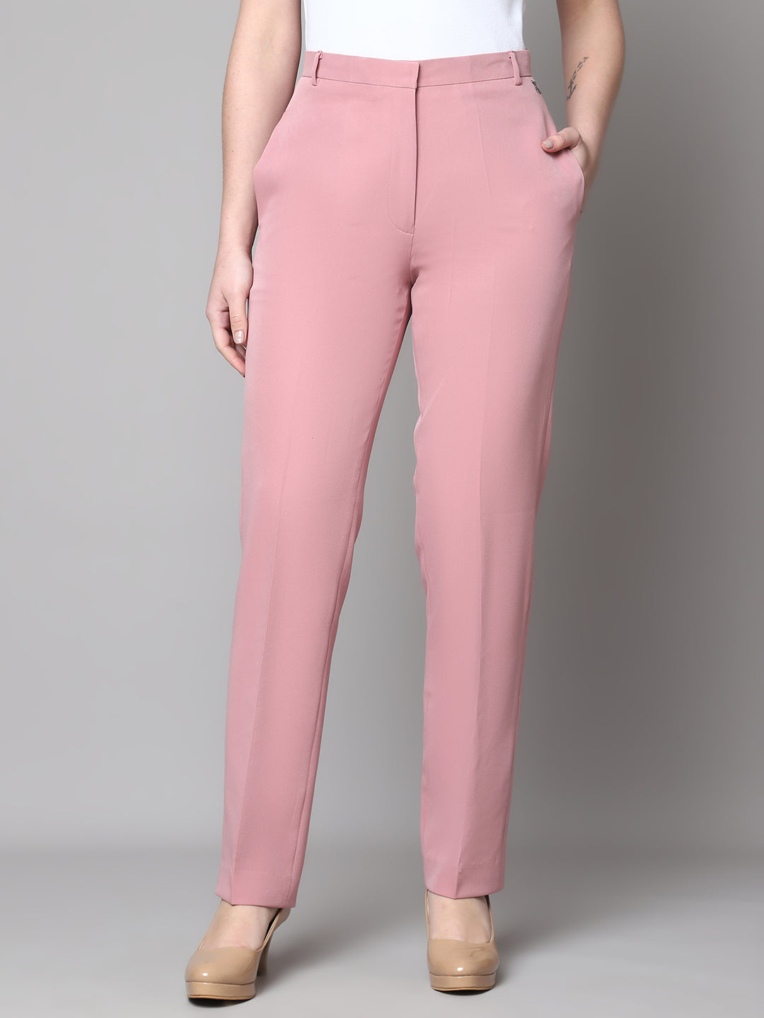 Exude Empathy &amp; Edge Straight Fit Trouser (Dusty Pink)