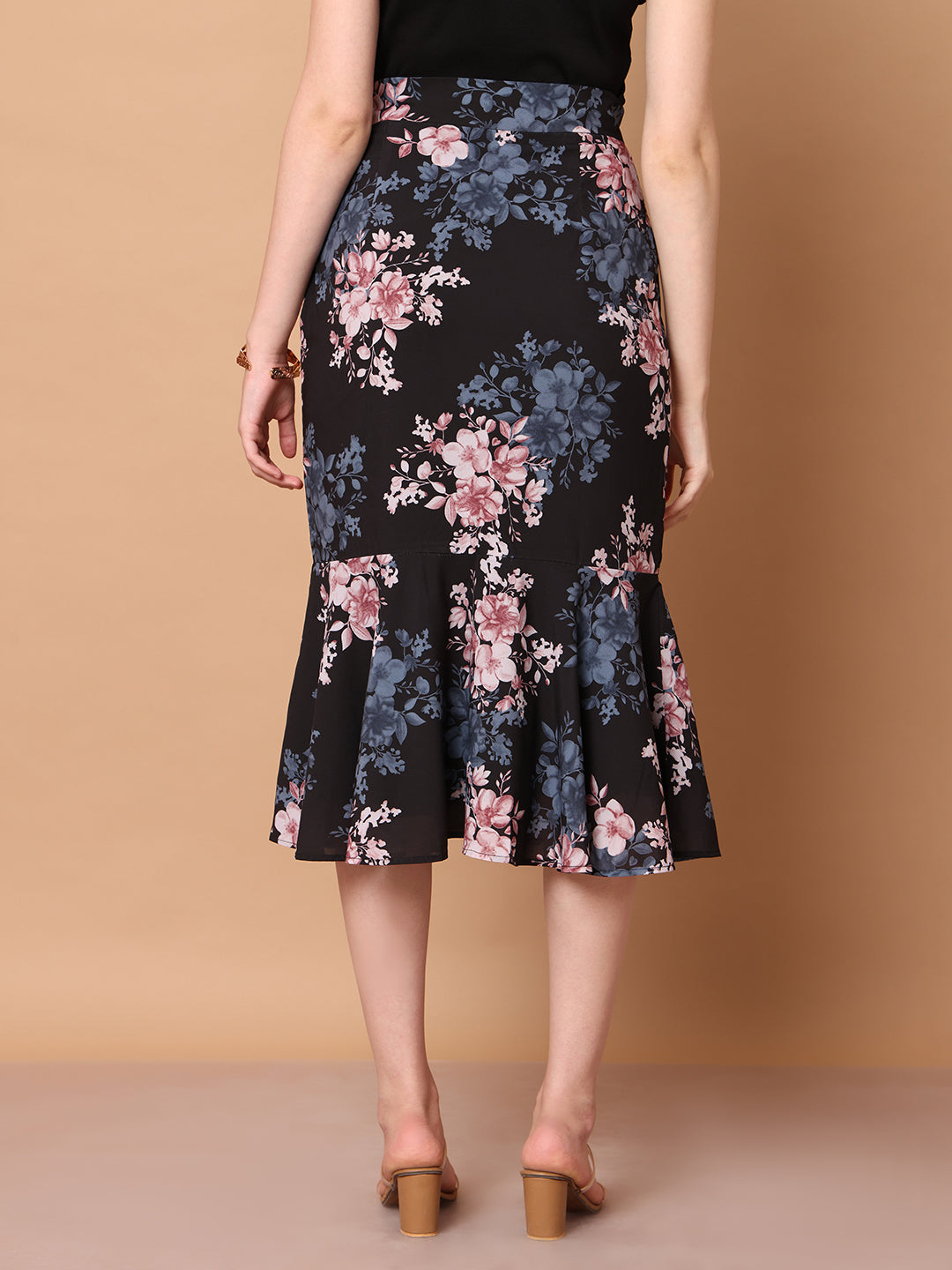 Exude Radiant Reflections Floral Midi Skirt