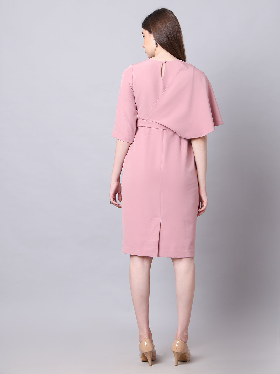 Exude Incandescent Draped Dress (Dusty Pink)