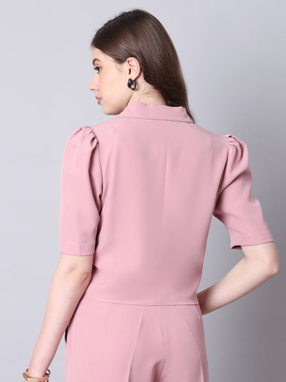 Exude Poised Perfection Crop Blazer (Dusty Pink)