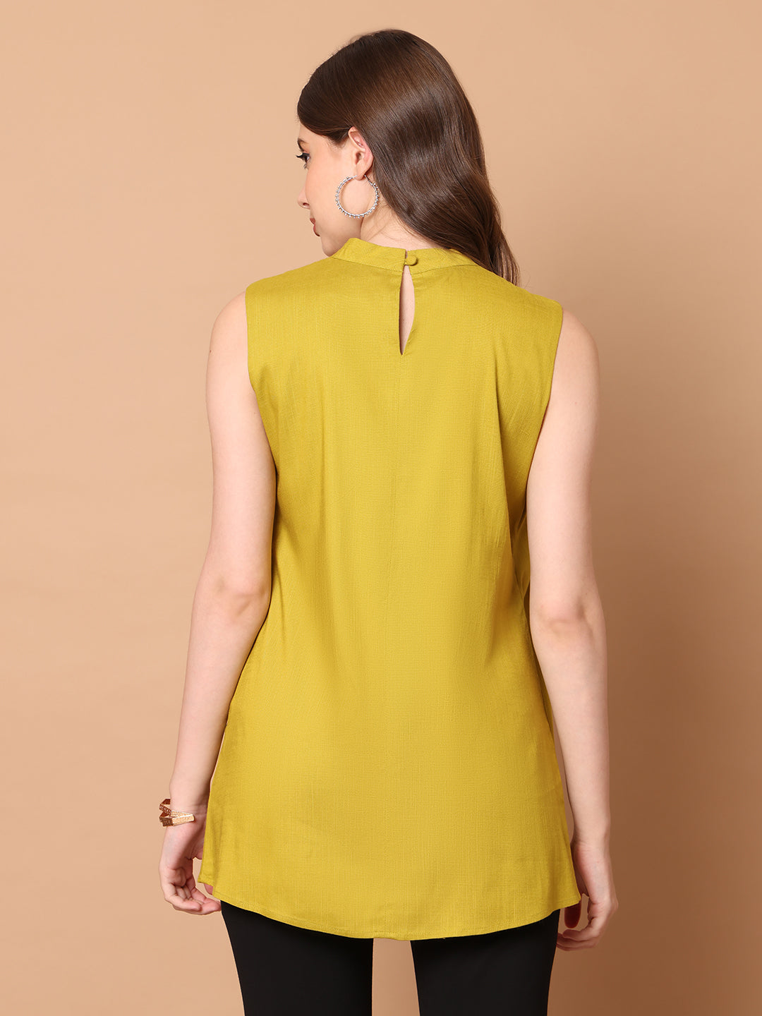 Exude Striking Silhouettes High Neck Layered Top (Lime)