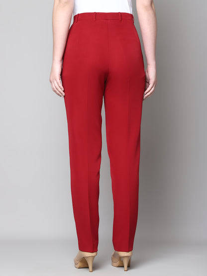 Exude Empathy &amp; Edge Straight Fit Trouser (Red)