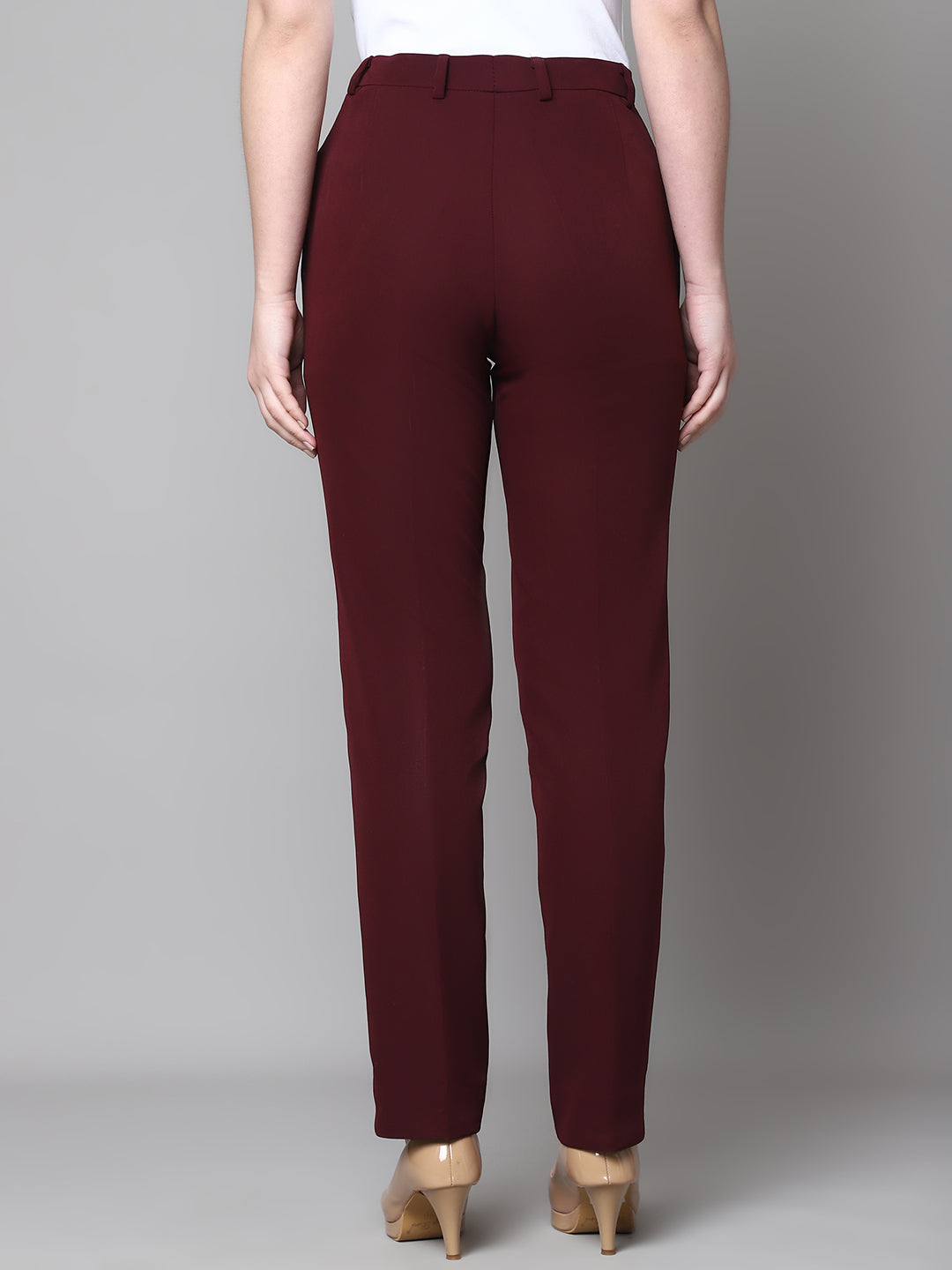 Exude Empathy &amp; Edge Straight Fit Trouser (Wine)