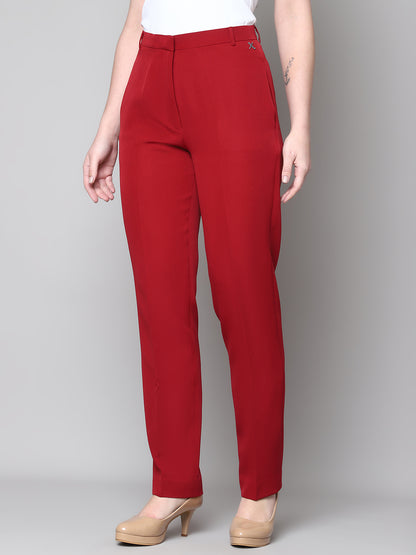 Exude Empathy &amp; Edge Straight Fit Trouser (Red)