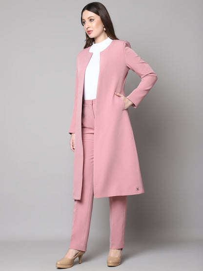 Exude Phoenix Rising Long Blazer and Straight Fit Trouser (Dusty Pink)