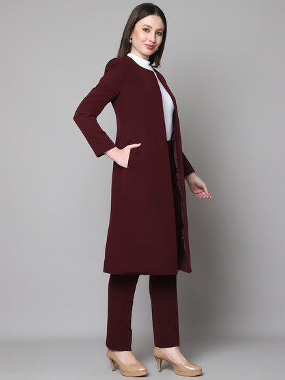 Exude Crowned Confidence Long Blazer (Wine)