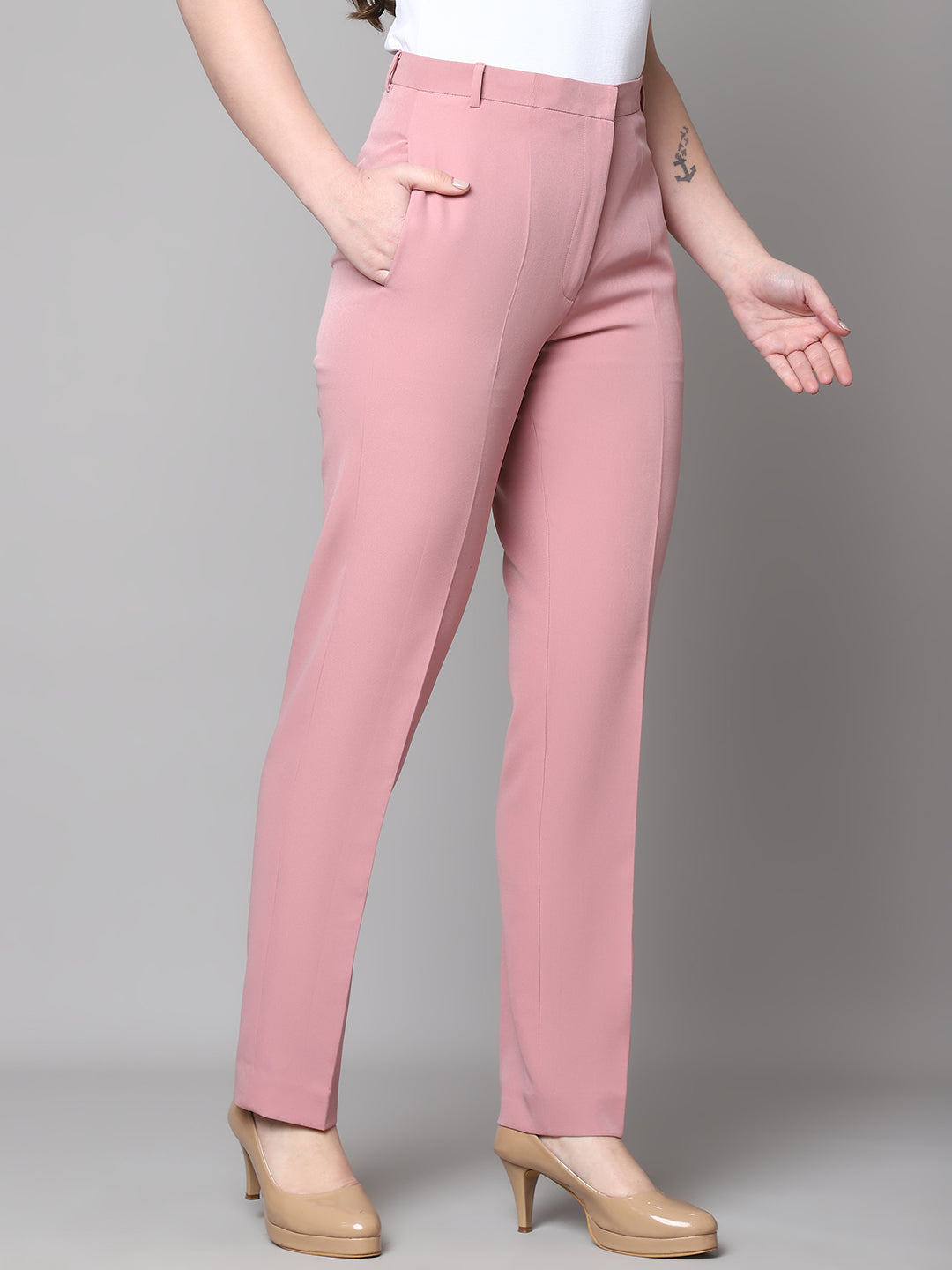 Exude Empathy &amp; Edge Straight Fit Trouser (Dusty Pink)