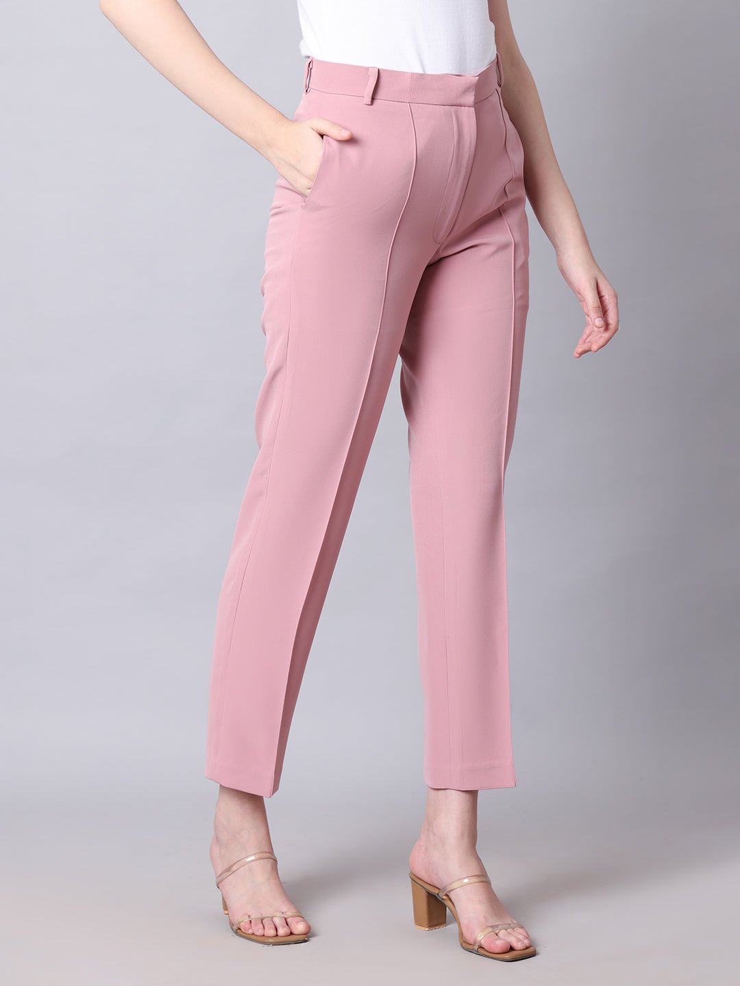 Exude Timeless Tranquility Front Pleat Trouser (Dusty Pink)