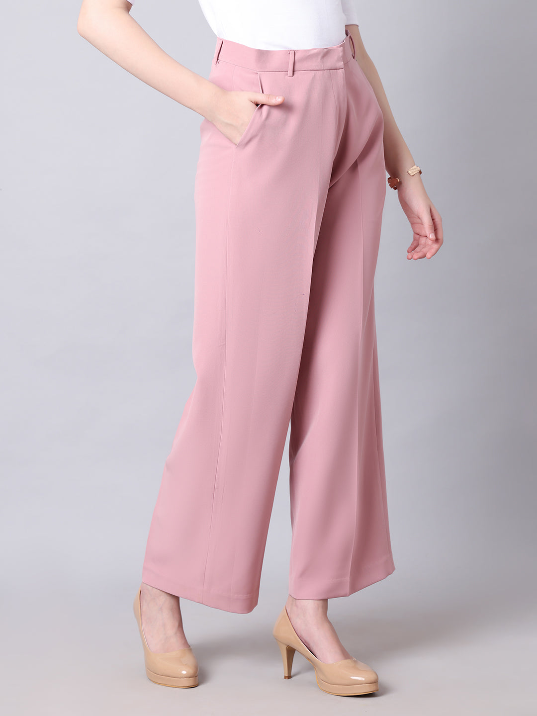 Exude Empowered Chic Wide Leg Trouser (Dusty Pink)