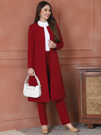 Exude Crowned Confidence Long Blazer (Red)