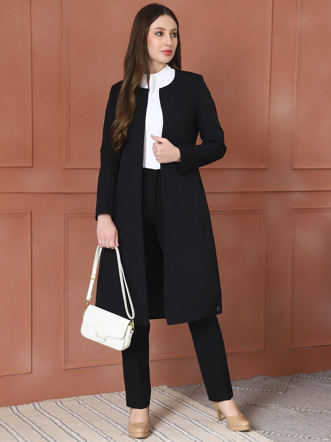 Exude Crowned Confidence Long Blazer (Black)