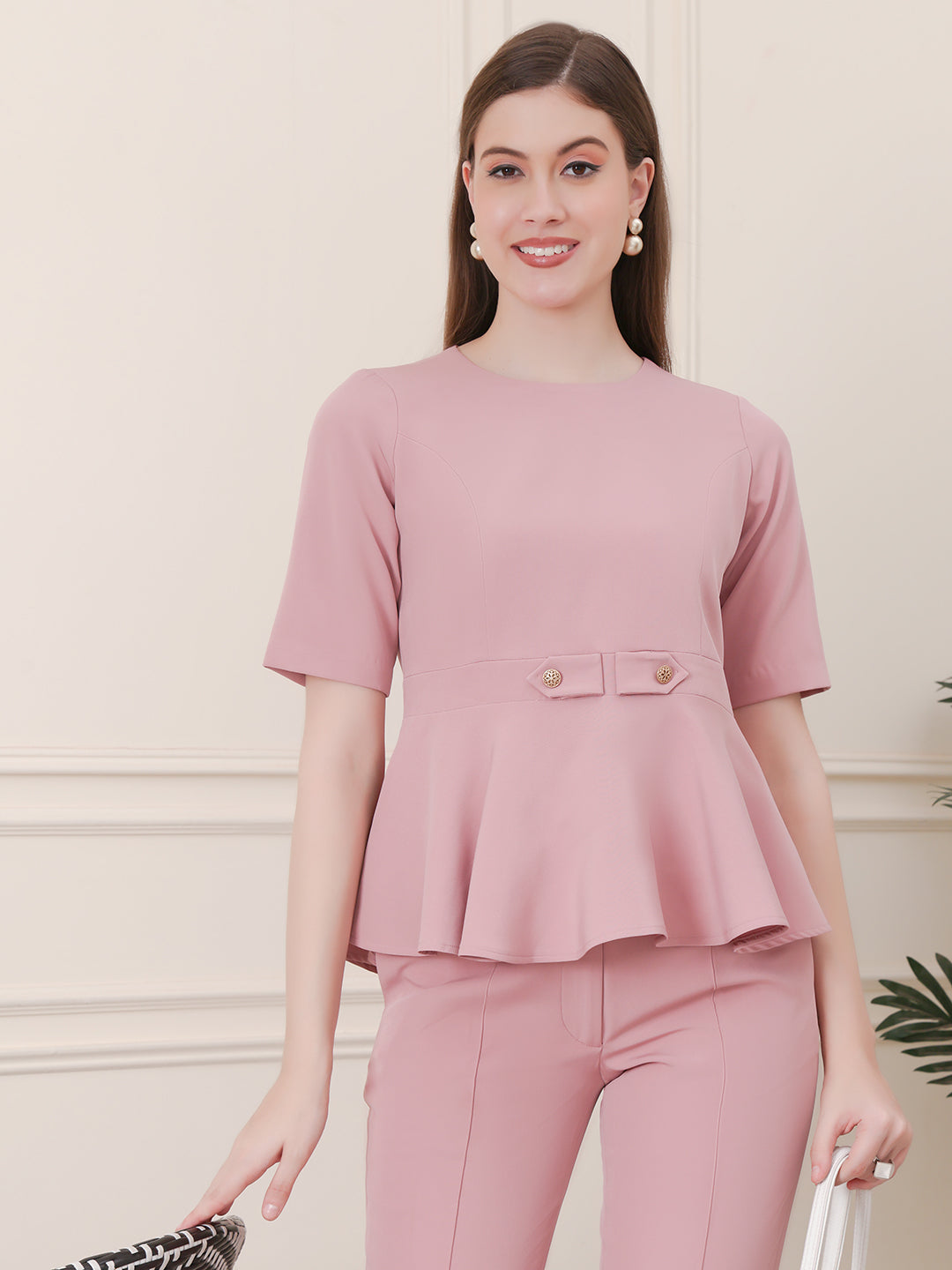 Exude Chic Revolution A-line Top ( Dusty Pink)