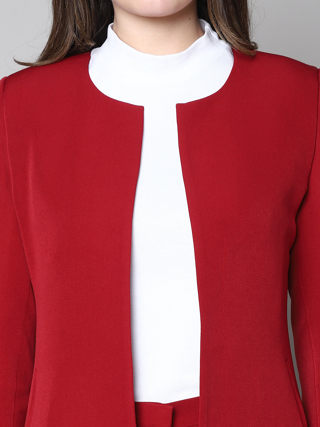 Exude Crowned Confidence Long Blazer (Red)