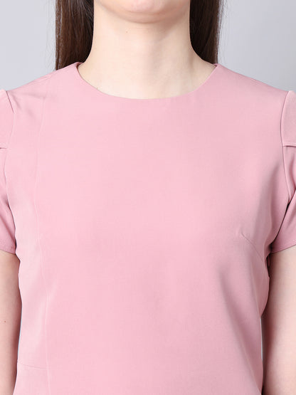 Exude Iconic Asymetrical Top with Straight Fit Trouser Co-ord (Dusty Pink)