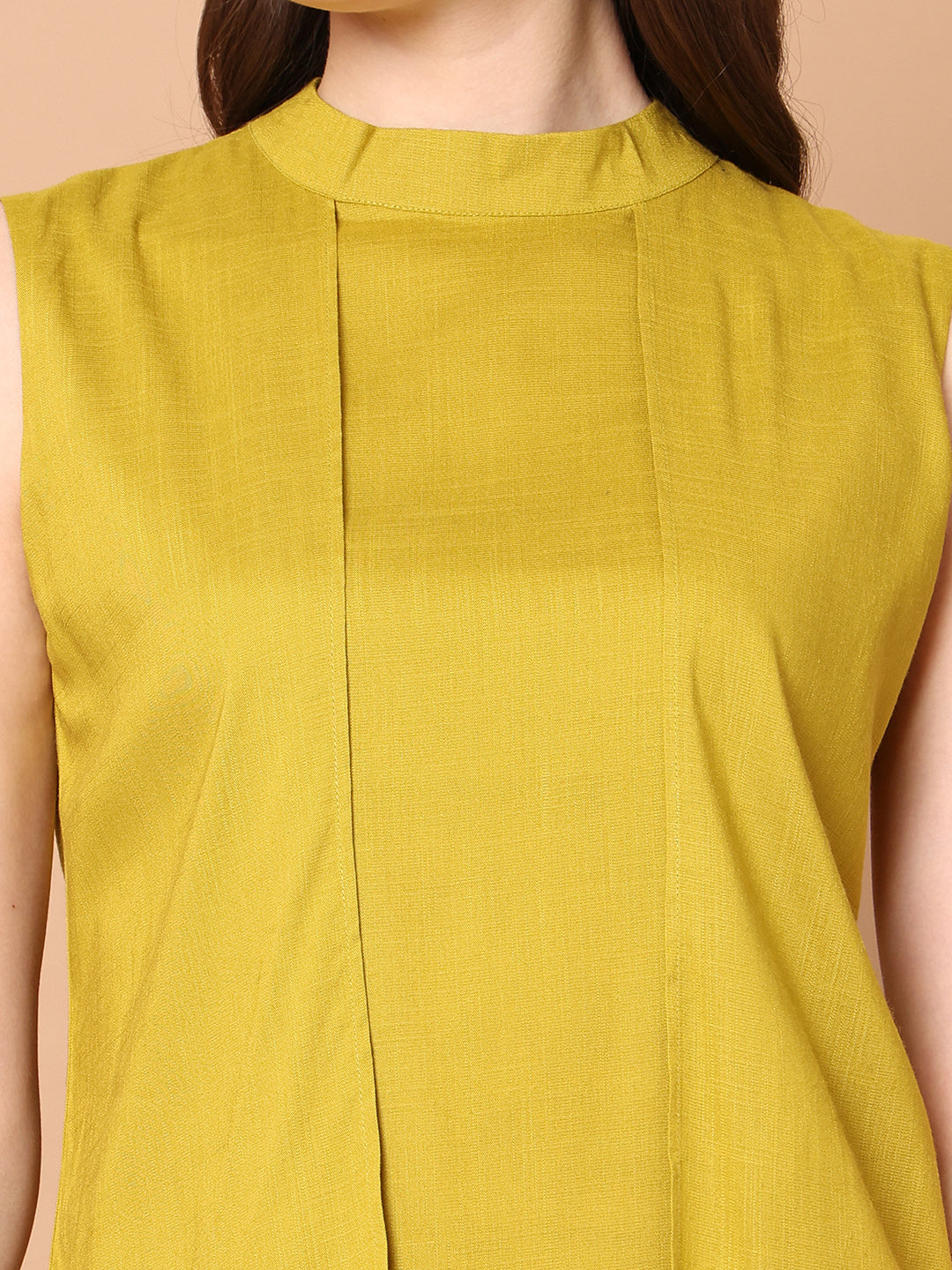 Exude Striking Silhouettes High Neck Layered Top (Lime)