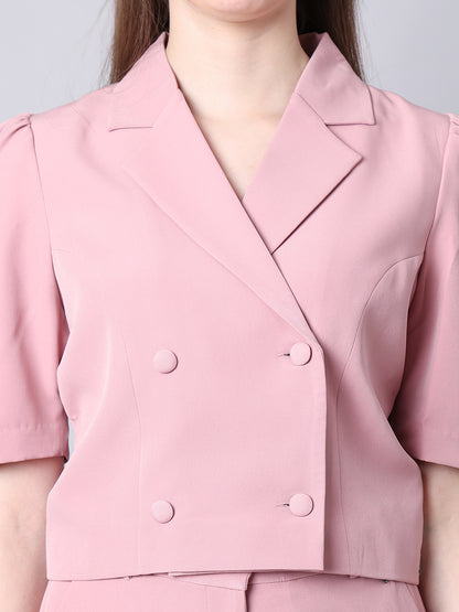 Exude Poised Perfection Crop Blazer (Dusty Pink)