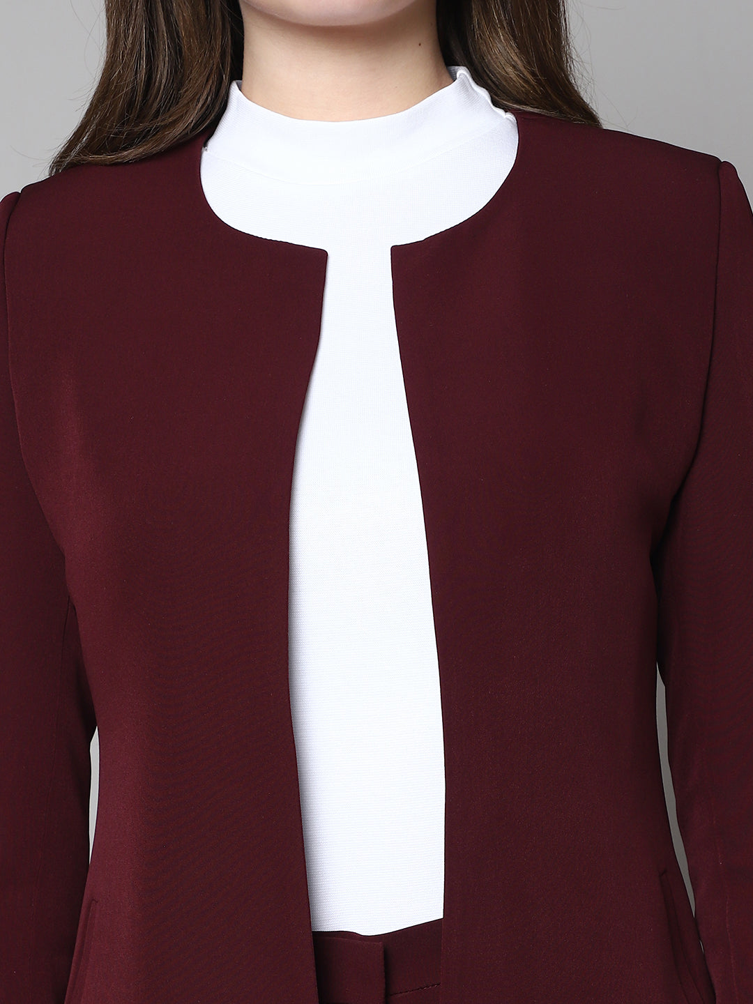 Exude Phoenix Rising Long Blazer and Straight Fit Trouser (Wine)