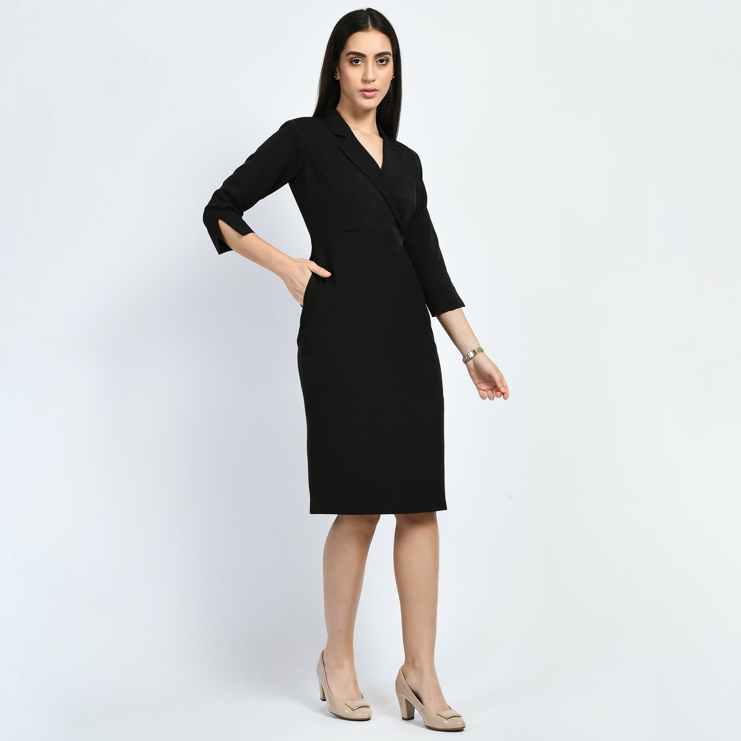 Exude Wonder Blazer Sheath Dress (Black)