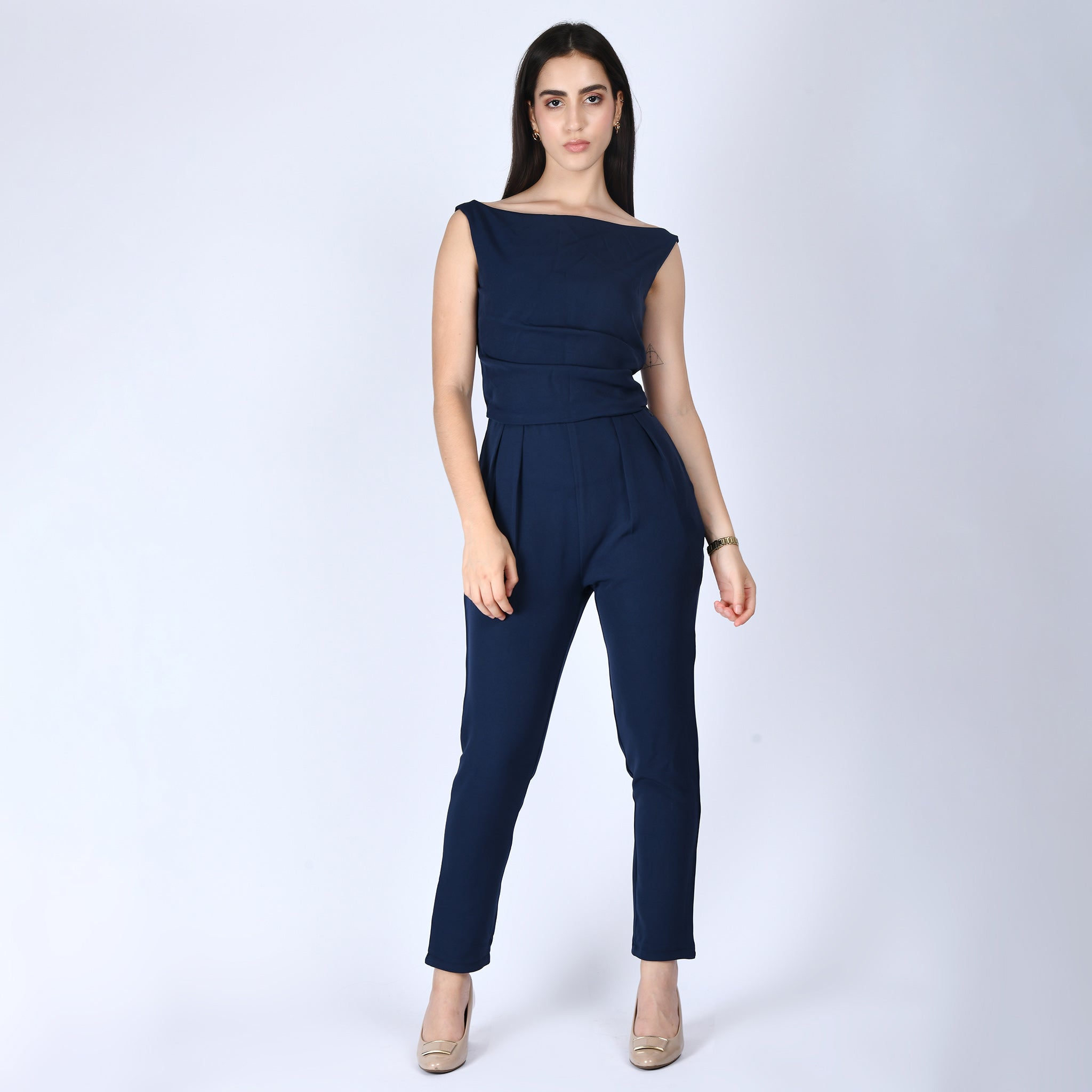 Exude Divinity Straight Fit Jumpsuit (Navy)