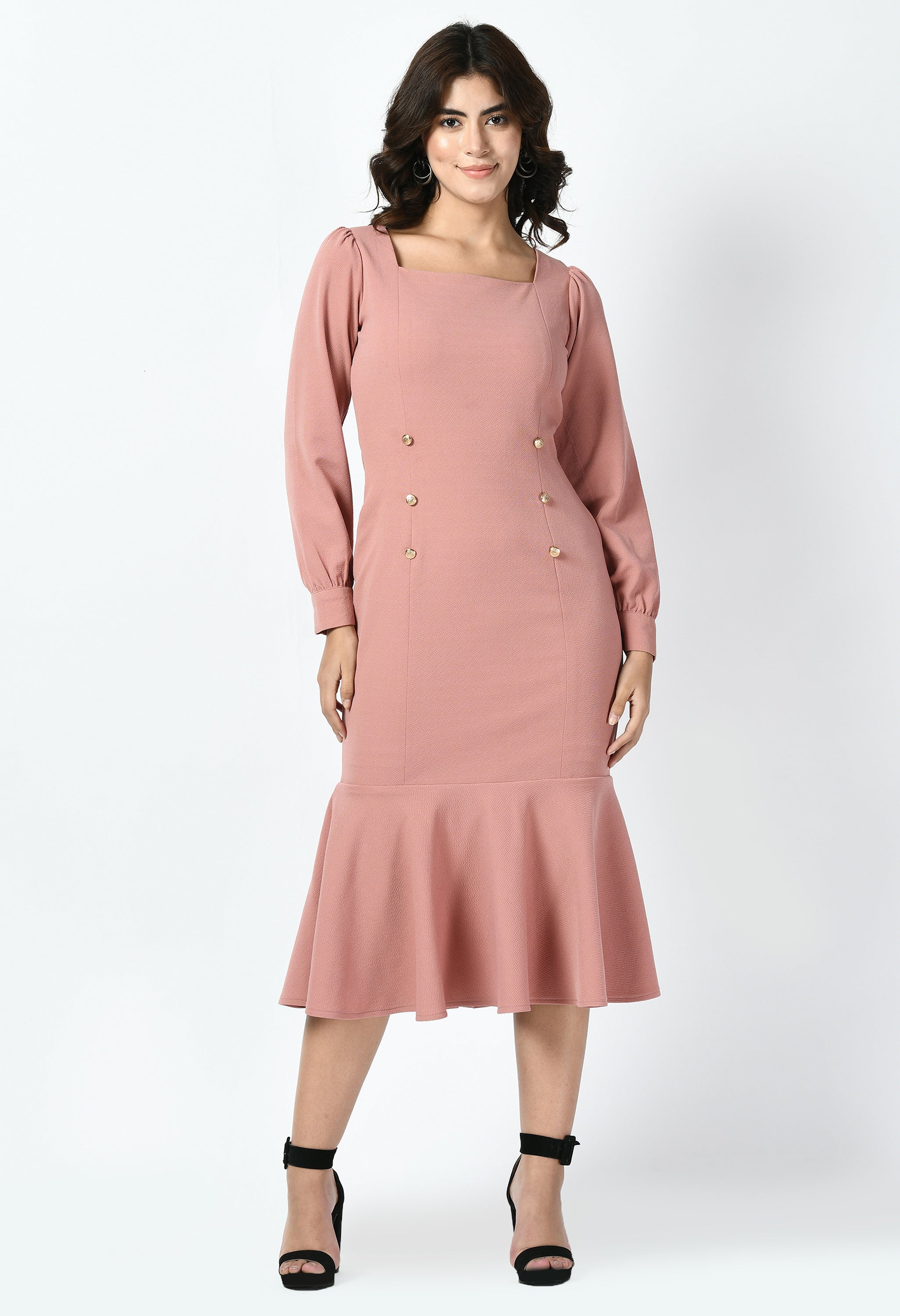 Pink fishtail hotsell midi dress