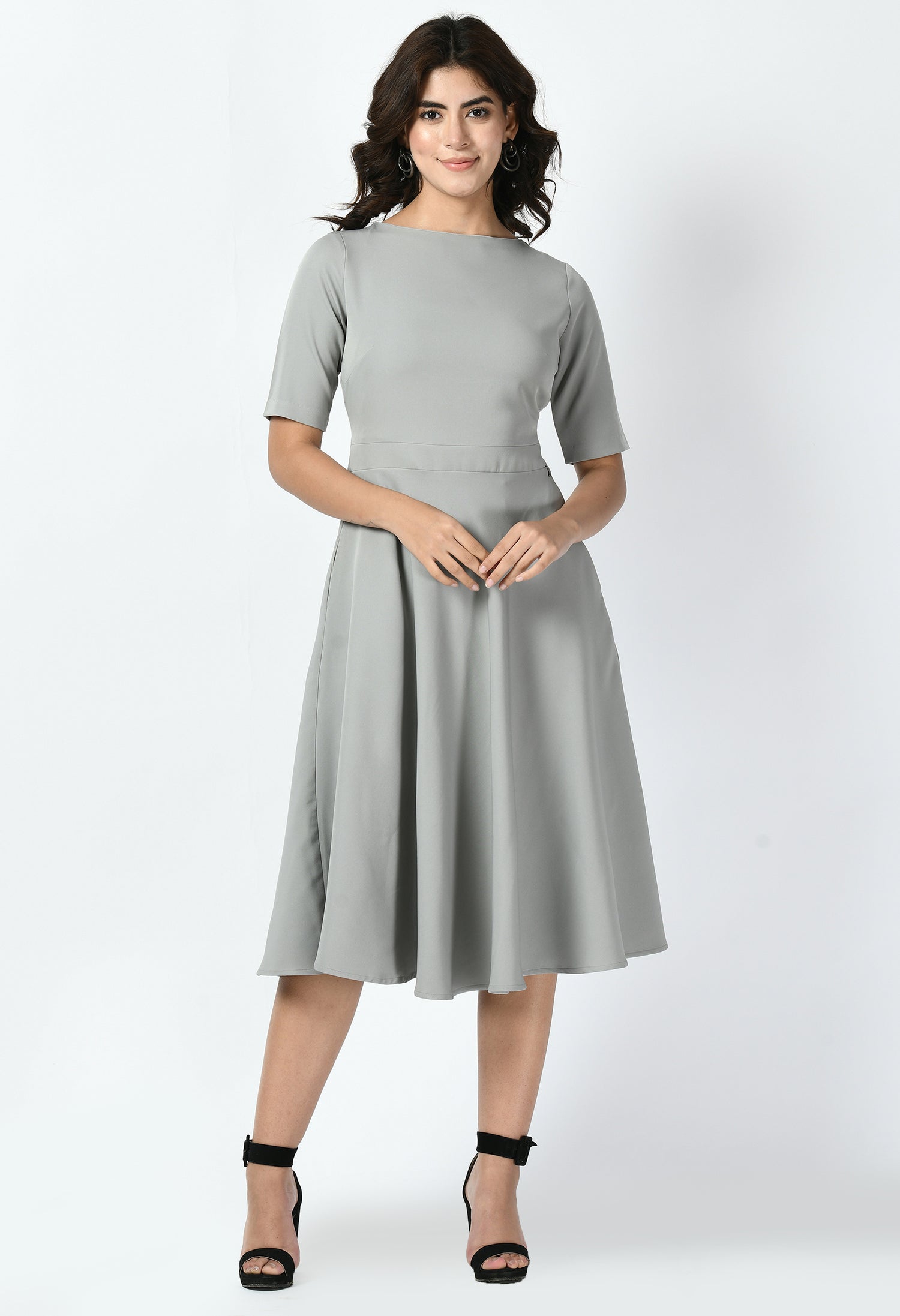 Exude Epitome Classic A-line Dress (Grey)