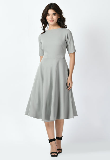 Exude Epitome Classic A-line Dress (Grey)