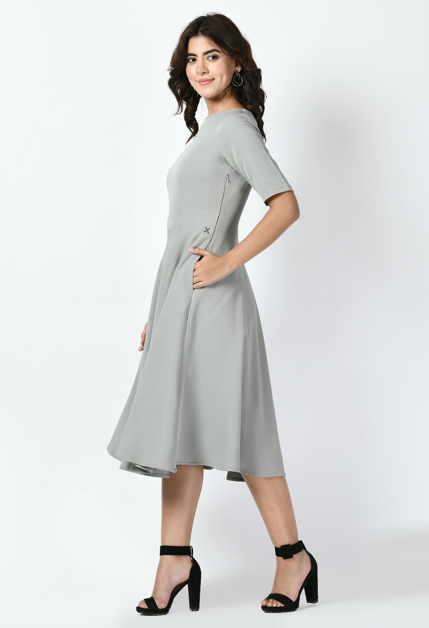 Exude Epitome Classic A-line Dress (Grey)