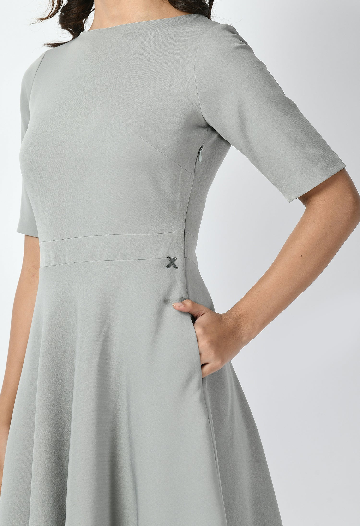 Exude Epitome Classic A-line Dress (Grey)