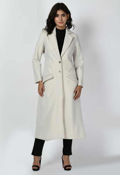 Exude Determination Wool-Blend Long Coat (Off White)