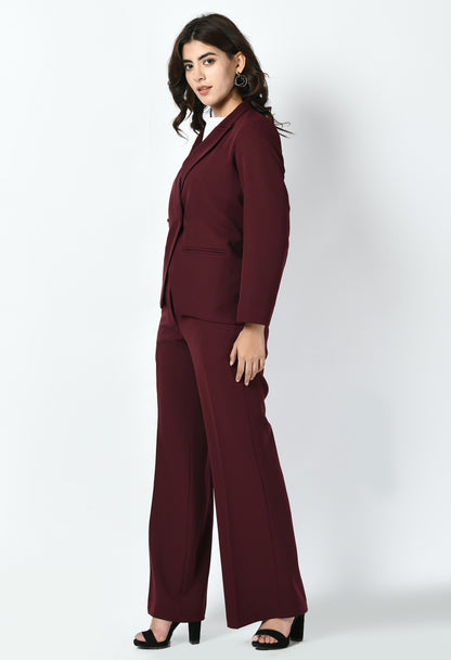 Exude Dominance Solid Formal Blazer (Wine)