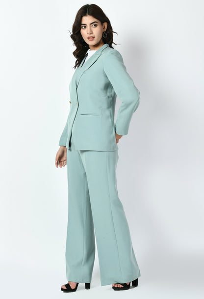 Exude Dominance Solid Formal Blazer (Cyan Blue)