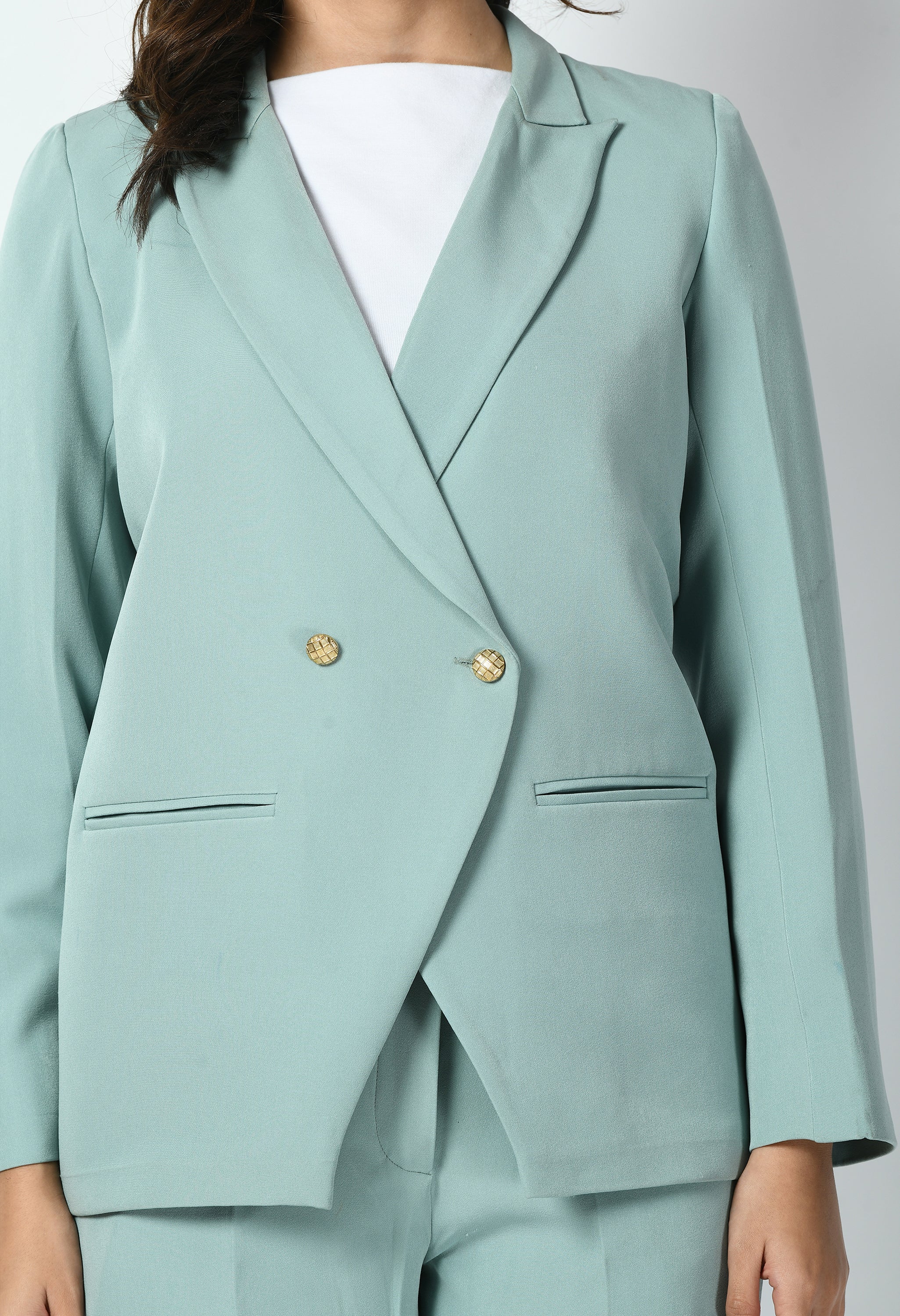 Exude Dominance Solid Formal Blazer (Cyan Blue)