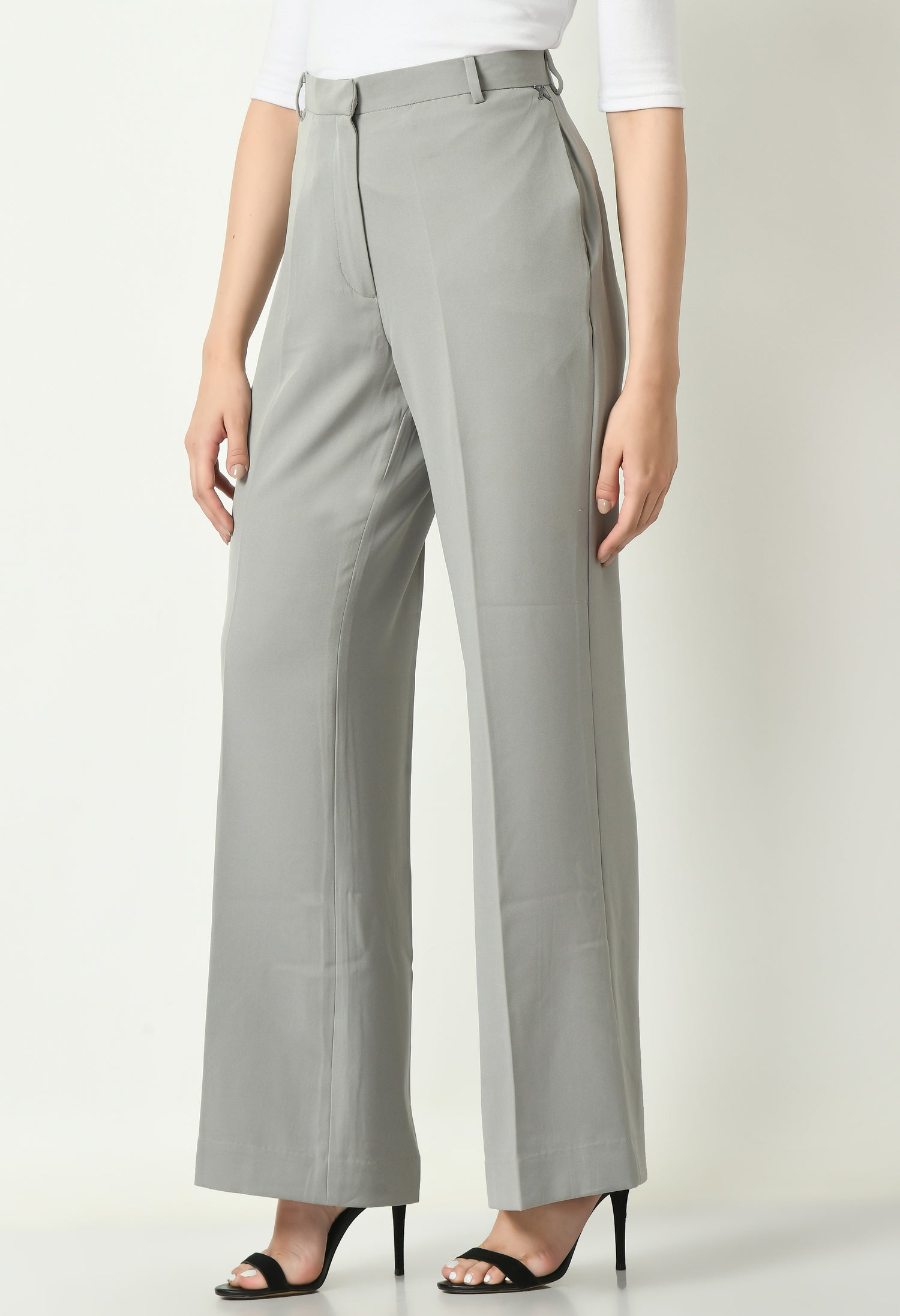 Exude Aspiration Sleeveless Blazer with Bootcut Trousers (Grey)