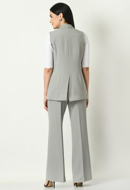 Exude Aspiration Sleeveless Blazer with Bootcut Trousers (Grey)