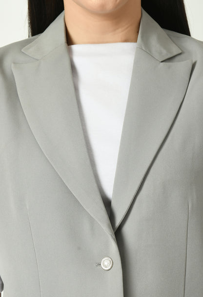 Exude Meridian Sleeveless Long Blazer (Grey)