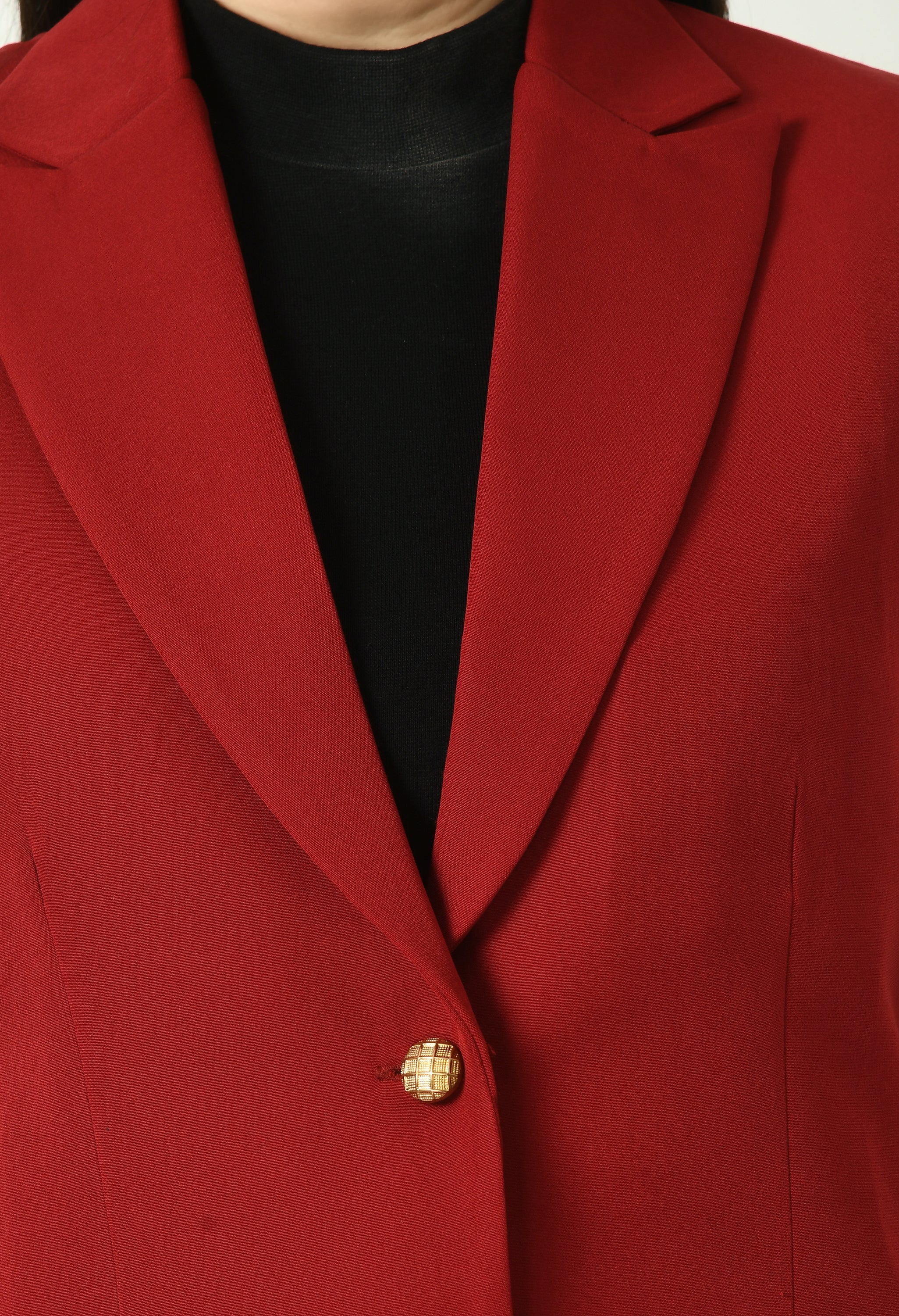 Red best sale long blazer