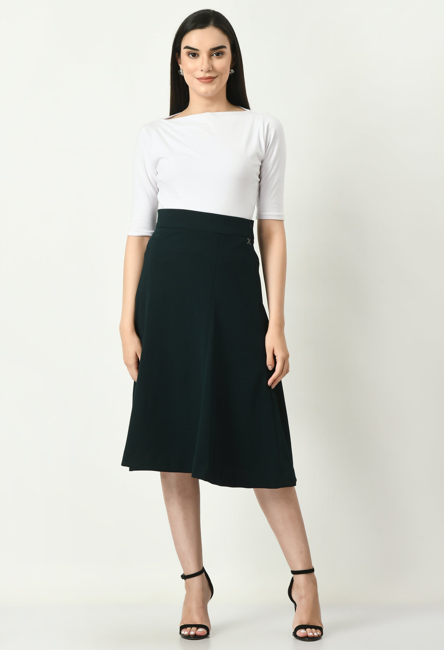 Exude Victory A-line Midi Skirt (Emerald Green)