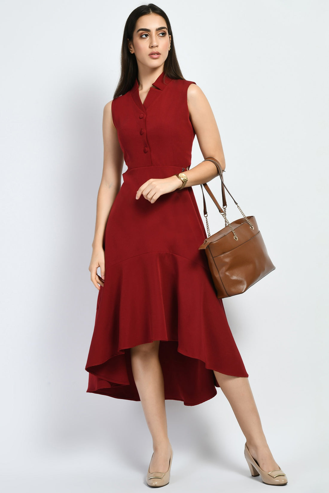 Exude Vivacity Cut out Maxi Dress (Red)